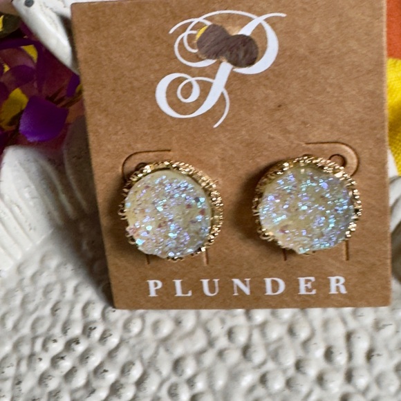 Plunder Gold and Silver Glitter Earrings - Picture 2 of 2